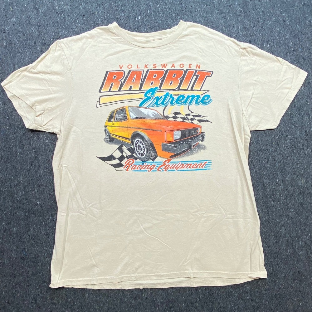 Volkswagen‎ Retro Racing Sz M-L Beige Graphic T-Shirt Rabbit Extreme